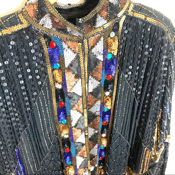 Art Deco Sequin Caftan Kimono Coat - Picture 10 of 16
